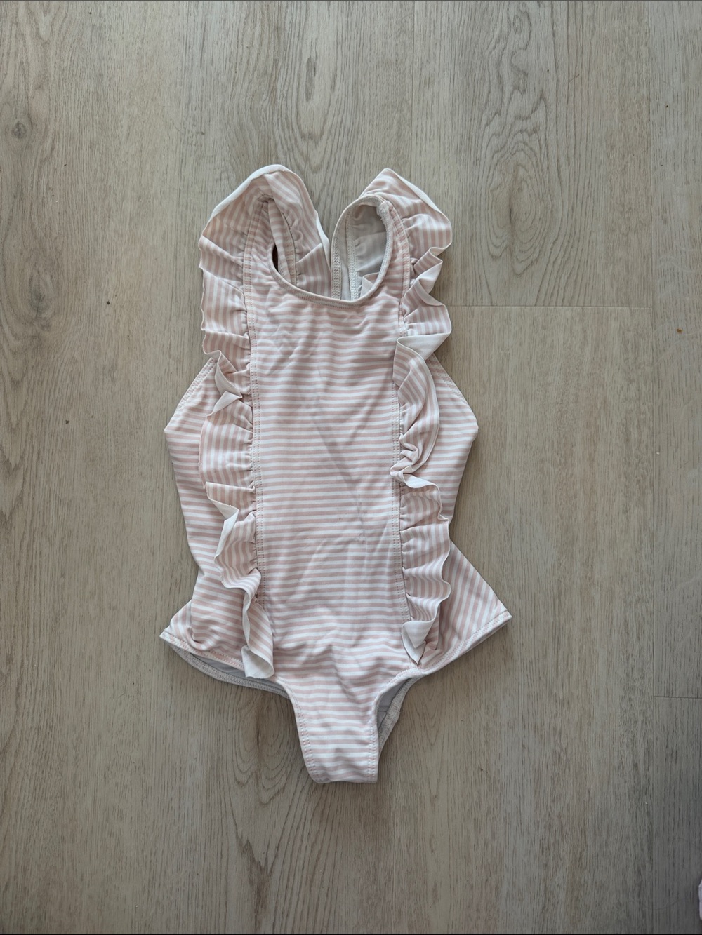 Minnow Girls One-Piece Swim Suit with Ruffle Pink Stripe 3/4t 3 4 3T 4t